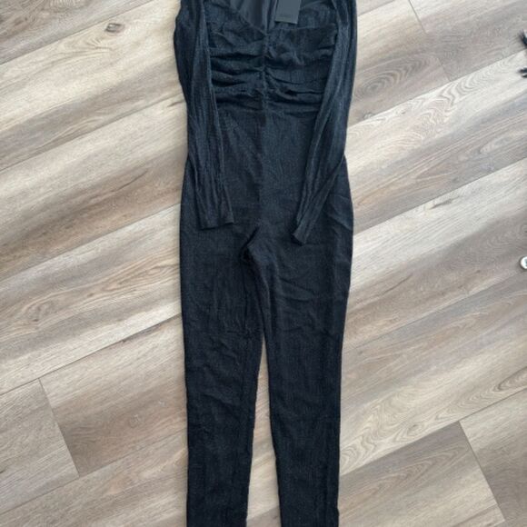 Revolve NBD Sienna Catsuit Black Jumpsuit small Glitter Designer NEW - Picture 4 of 6